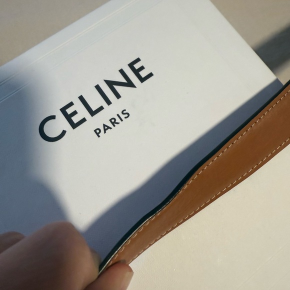 Celine Tan Leather Belt with Gold Buckle